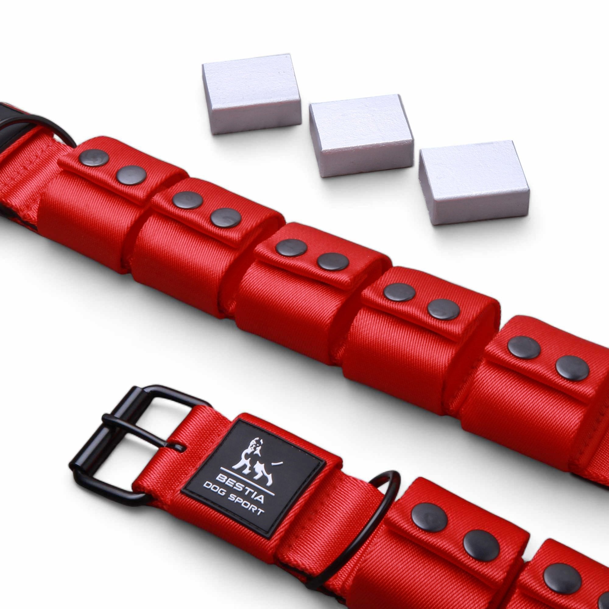 Weighted Dog Training Collar | Red | Removable Weights | S, M & L