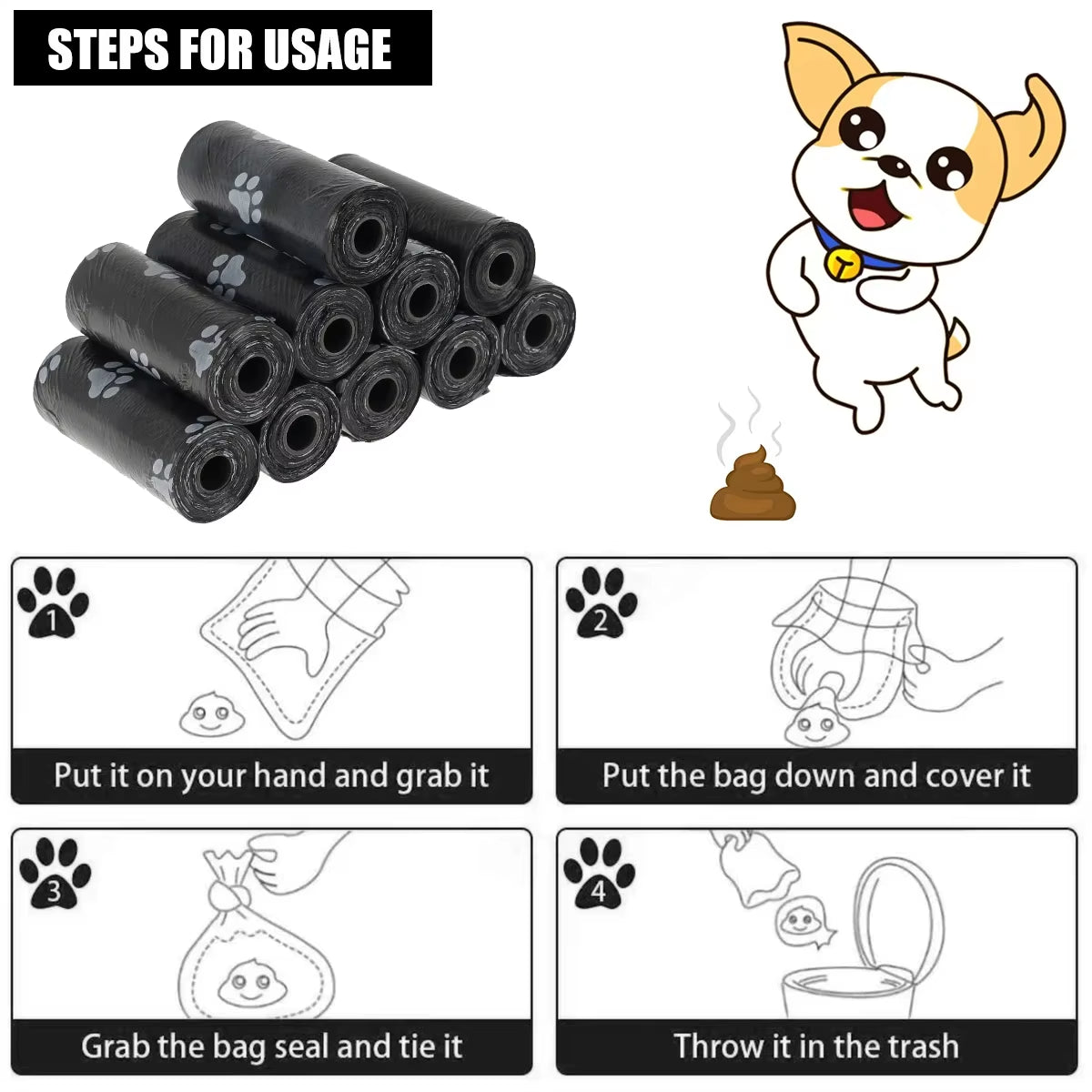 Pet Waste Disposal Bags - 2 Packs of 40 Rolls with Dispenser for Dogs and Cats - Eco-Friendly Outdoor Cleaning Supplies