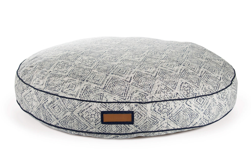 Luxury Round Dog Bed | Sapphire Spaniel | Handmade in USA | Small to XL
